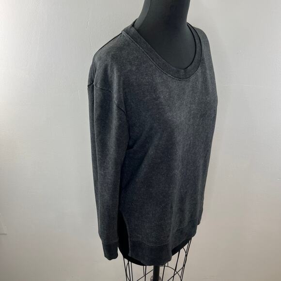 Daily Ritual Black Gray Distressed Sweatshirt Round Neck Long Sleeve Pullover M? - Picture 4 of 7